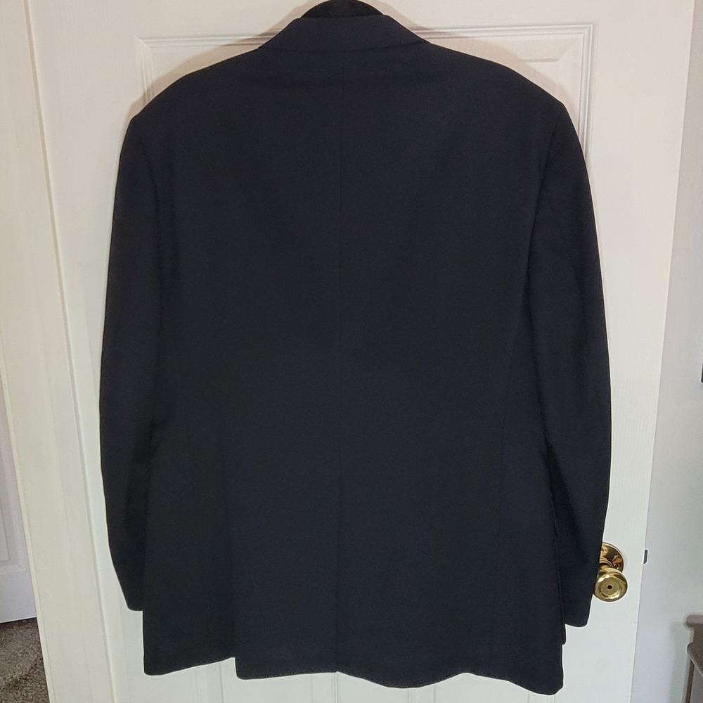 Perma-Prest Blazer Jacket Mens 46R Navy Gold Button Dacron Polyester Vintage - Picture 3 of 16